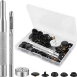 Thinp 12 Sets Snap Buttons Kit, Metal Snaps and Fasteners Kit Press Studs Snap Fasteners Clothing Snaps Button with 3 Pieces Snap Fastener Tool for Bags Jeans Clothes Fabric Leather Craft (Black)